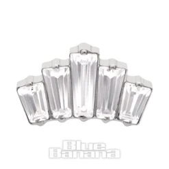 Blue Banana Polished Titanium 5 Rectangle Cubic Zirconia Threadless Top