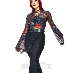 Jawbreaker Venom Flare Trousers (Black) -Alternative Clothing Store 05190b677582a585ff55fde1c9d8 150714 f
