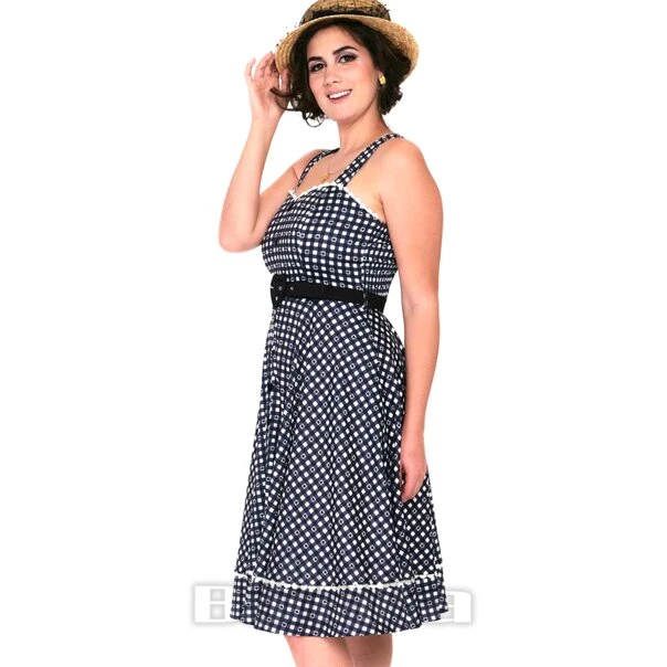 Voodoo Vixen Heart Gingham Flare Dress (Black) 4 Voodoo Vixen Heart Gingham Flare Dress (Black) - Image 4