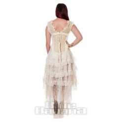 Blue Banana Desdemona Steampunk Corset Dress (Cream) -Alternative Clothing Store 118317 c v3