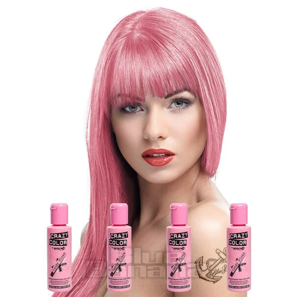 Crazy Color Semi-Permanent Hair Dye 4 Pack 100ml (Candy Floss Pink)