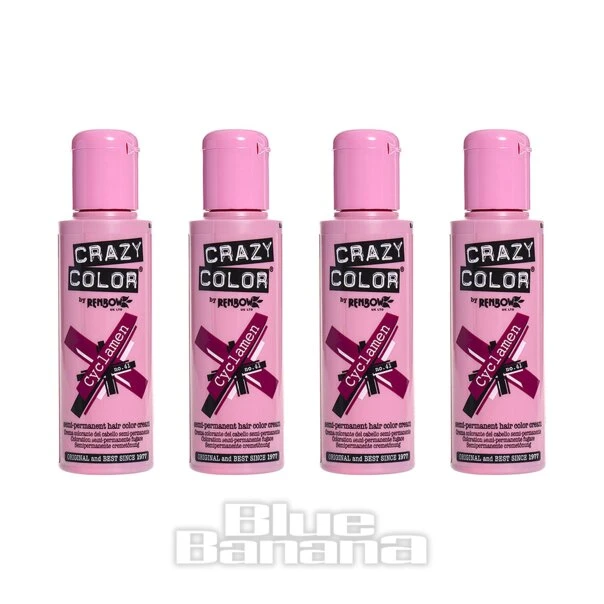 Crazy Color Semi-Permanent Hair Dye 4 Pack 100ml (Cyclamen Red) - Image 2