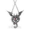 Alchemy Gothic Eye Of The Dragon Necklace (Silver/Red)