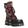 New Rock M.391T-S1 Reactor Tartan Half Boots (Black/Red)