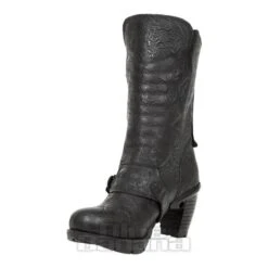 New Rock M.TR003X-S3 Trail Vintage Flower Heeled Boots (Black) -Alternative Clothing Store 128923 m tr003x s3 b