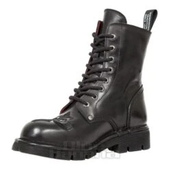 New Rock M.NEWMILI118-S1 Mili Embroidered Half Boots (Black) -Alternative Clothing Store 129145 m newmili118 s1 b