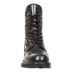 New Rock M.NEWMILI118-S1 Mili Embroidered Half Boots (Black) -Alternative Clothing Store 129145 m newmili118 s1 c