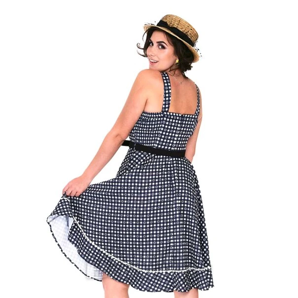 Voodoo Vixen Heart Gingham Flare Dress (Black) 3 Voodoo Vixen Heart Gingham Flare Dress (Black) - Image 3