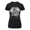 Official Queen Crest Logo Diamante Skinny T Shirt (Black)