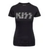 Official KISS Logo Diamante Skinny T Shirt (Black)