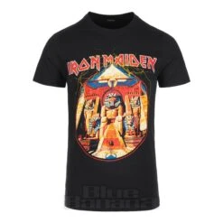 Official Iron Maiden Powerslave Lightning Circle T Shirt (Black)