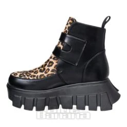 Lamoda Leopard Two Buckle Platform Ankle Boots (Black) -Alternative Clothing Store 137084 b