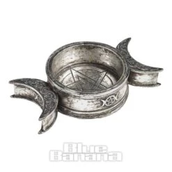 Alchemy Triple Moon Trinket Dish & Candle Holder (Silver)