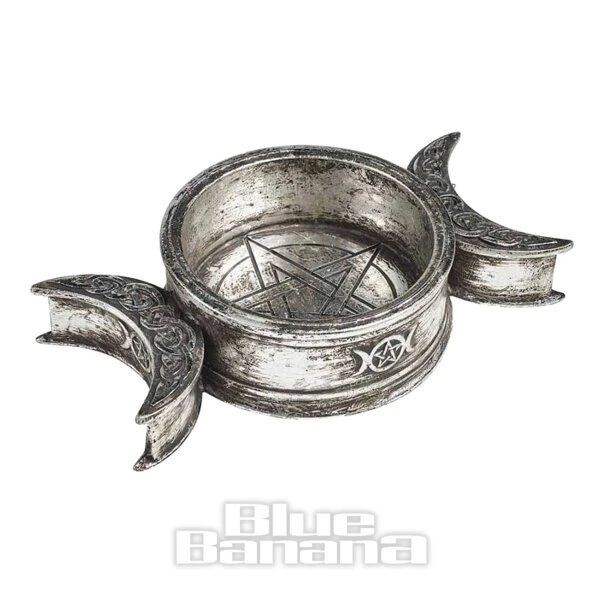 Alchemy Triple Moon Trinket Dish & Candle Holder (Silver) 1 Alchemy Triple Moon Trinket Dish & Candle Holder (Silver)