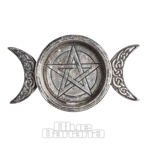 Alchemy Triple Moon Trinket Dish & Candle Holder (Silver) 2 Alchemy Triple Moon Trinket Dish & Candle Holder (Silver) - Image 2