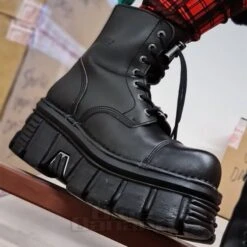 New Rock M-NEWMILI083-VS2 Vegan Military Boots (Black) -Alternative Clothing Store 140091 m newmili083 vs2 h