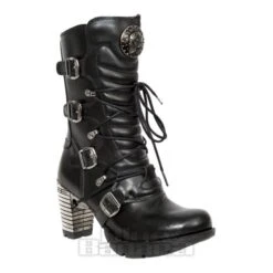 New Rock M-TR003-VS1 Vegan Heeled Boots (Black)