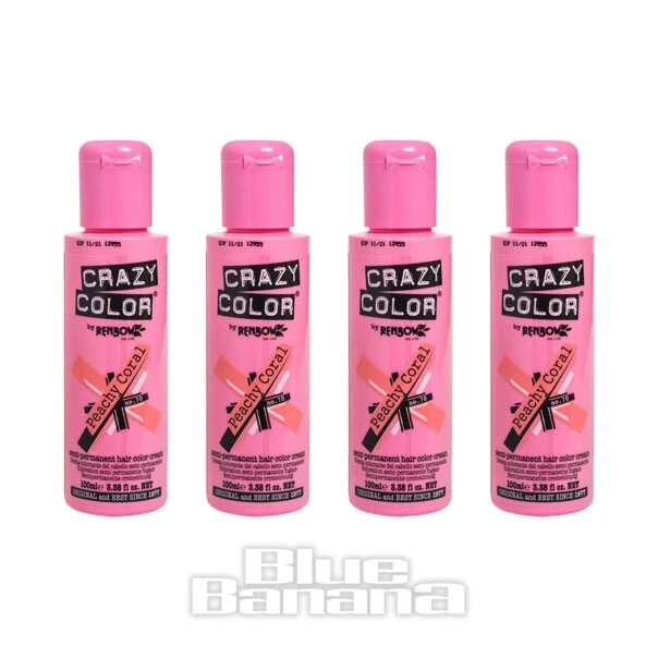 Crazy Color Semi-Permanent Hair Dye 4 Pack 100ml (Peachy Coral) - Image 2