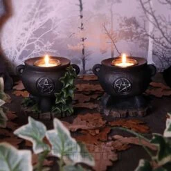 Nemesis Now Ivy Cauldron Candle Holder (11cm Pair) -Alternative Clothing Store 143192 e