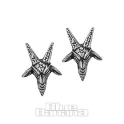 Alchemy Gothic Baphomet Stud Earrings (Silver)