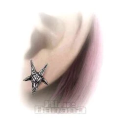 Alchemy Gothic Baphomet Stud Earrings (Silver) -Alternative Clothing Store 144567 b