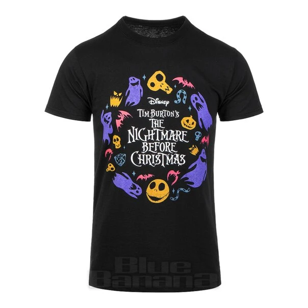 Nightmare Before Christmas Character Flight Circle T Shirt (Black) 1 Nightmare Before Christmas Character Flight Circle T Shirt (Black)