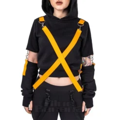 Poizen Industries Dystopian Hoodie (Black/Orange) -Alternative Clothing Store 147329 i