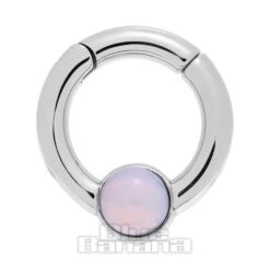 Blue Banana Opal Circle Surgical Steel Hanger (Silver)