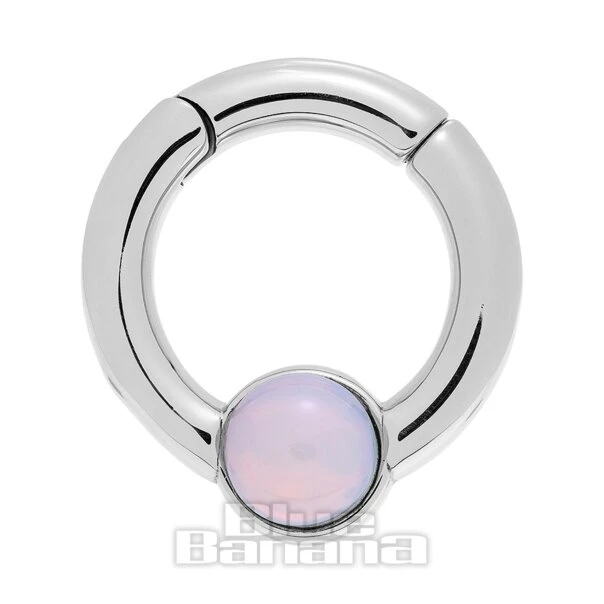 Blue Banana Opal Circle Surgical Steel Hanger (Silver) 1 Blue Banana Opal Circle Surgical Steel Hanger (Silver)