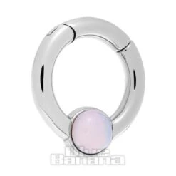 Blue Banana Opal Circle Surgical Steel Hanger (Silver) 7 Blue Banana Opal Circle Surgical Steel Hanger (Silver) -Alternative Clothing Store 147432 b