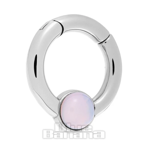 Blue Banana Opal Circle Surgical Steel Hanger (Silver) 3 Blue Banana Opal Circle Surgical Steel Hanger (Silver) - Image 3