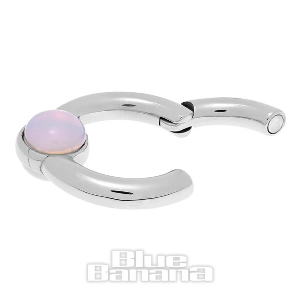Blue Banana Opal Circle Surgical Steel Hanger (Silver) 5 Blue Banana Opal Circle Surgical Steel Hanger (Silver) - Image 5