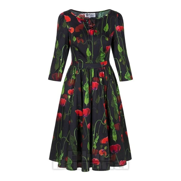 Bleeding Heart Poppies Dress (Black) 1 Bleeding Heart Poppies Dress (Black)