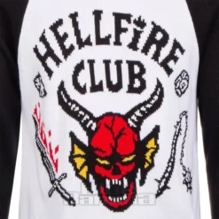 Stranger Things Hellfire Club Knit Jumper (Black/White) -Alternative Clothing Store 149141 b