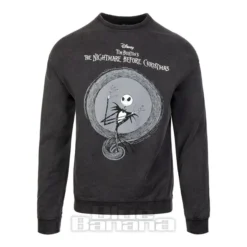 Nightmare Before Christmas Jack Skellington Acid Wash Sweatshirt (Grey)