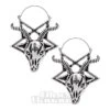 Blue Banana Baphomet Goat Plug Hoop Earrings (Silver)