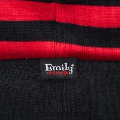 Emily The Strange Striped Bobble Hat (Black/Red) -Alternative Clothing Store 1a4a06d207af4fe92534ed0cb35d 152365 c
