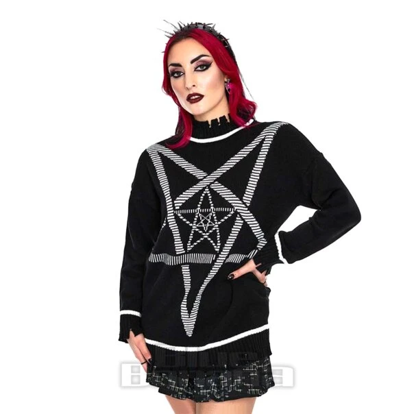 Jawbreaker Pentagram Star Oversized Jumper (Black) 1 Jawbreaker Pentagram Star Oversized Jumper (Black)