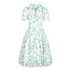 Bleeding Heart Front Buttons Dress (White/Blue)