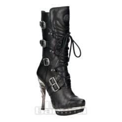 New Rock M-PUNK001-C1 Heeled Boots (Black)