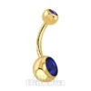 Blue Banana Plasma Gold 1.6mm Double Jewelled Navel Bar (Capri)