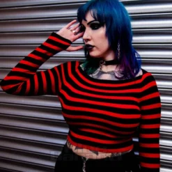 Banned Frances Stripe Jumper (Red/Black) 8 Banned Frances Stripe Jumper (Red/Black) -Alternative Clothing Store 2e0ab10ac020788b308f4ed4b865 banned frances top red