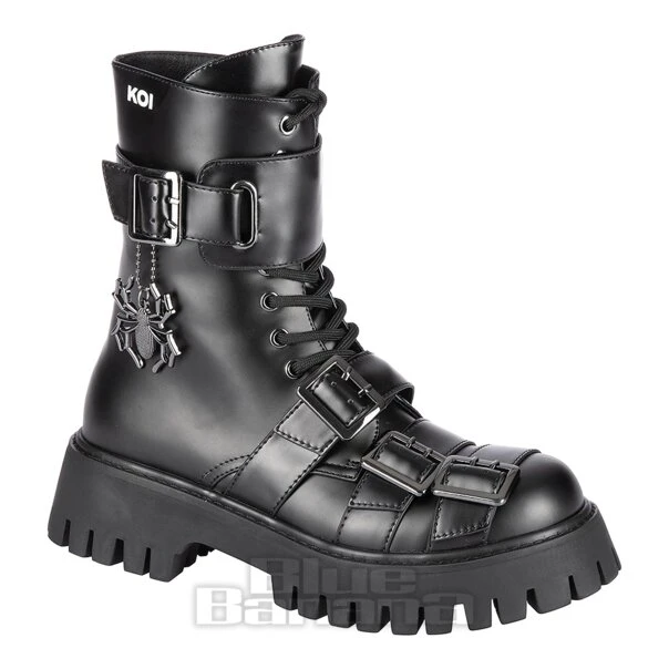 KOI FOOTWEAR Koi Curse Of The Black Widow Platform Boots (Black) 1 KOI FOOTWEAR Koi Curse Of The Black Widow Platform Boots (Black)