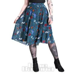 Hell Bunny Sianna Chiffon Skirt (Teal Blue)