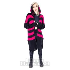 Heartless Willa Striped Cardigan (Black/Pink) -Alternative Clothing Store 37aecc5e6f53776a5530ecfc0bf5 151786 e