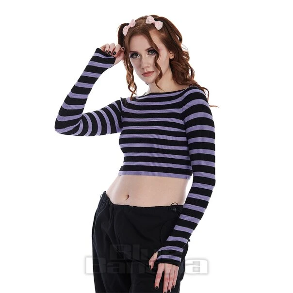 Banned Frances Stripe Jumper (Lilac/Black) 4 Banned Frances Stripe Jumper (Lilac/Black) - Image 4