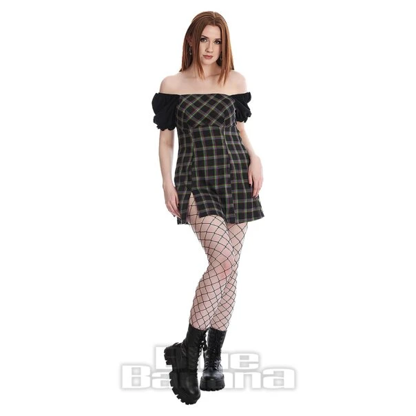 Banned Sarai Tartan Mini Dress (Black/Green) 2 Banned Sarai Tartan Mini Dress (Black/Green) - Image 2