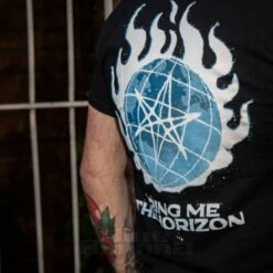 Official Bring Me The Horizon Blue Flame Globe T Shirt (Black) -Alternative Clothing Store 53f50109d54458c3c27bf4adf7a7 bmth tshirt 2