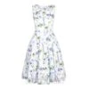Bleeding Heart Bow Purple Flowers Dress (White)
