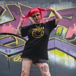 Official Nirvana Smiley Face T Shirt (Black) -Alternative Clothing Store 62cf7fa563416fefd31fc5172387